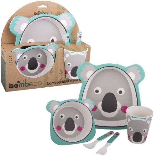 Bamboo Kids Meal Set 5 Piece For Children Bambeco Koala With Spoon Plate Fork