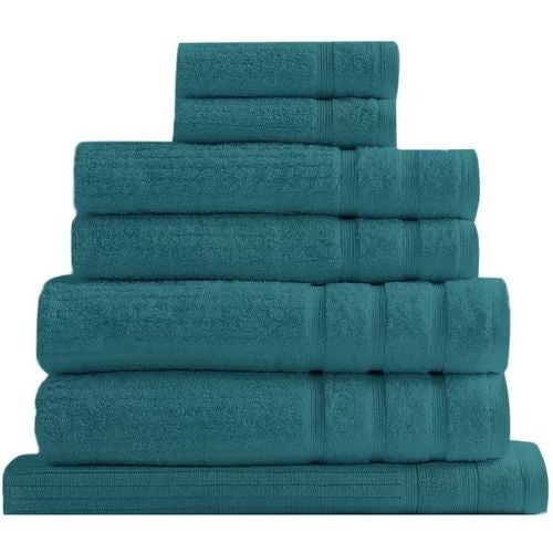 Bath Towel Set 8 Piece Royal Comfort Eden Cotton 600GSM Luxury Towels, Turquoise