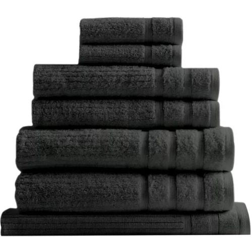 Bath Towel Sets 8 Piece Royal Comfort Eden Cotton 600GSM Luxury Towels - Granite