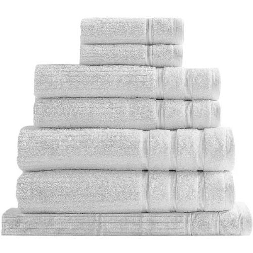 Bath Towel Sets 8 Piece Royal Comfort Eden Cotton 600GSM Luxury Towels - White