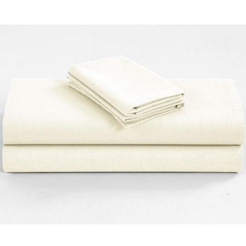 Bedding Bed Sheet Set 1200TC Organic Cotton Sateen Weave Sheets Single - Cream
