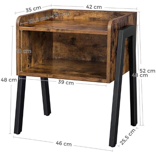 Bedside End Table Nightstand Stackable Wood Look Accent Furniture Metal Frame