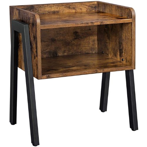 Bedside End Table Nightstand Stackable Wood Look Accent Furniture Metal Frame