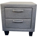 Bedside Table Nightstand Upholstery Fabric Storage With 2 Drawers - Light Grey