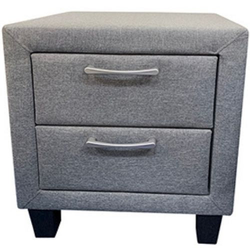 Bedside Table Nightstand Upholstery Fabric Storage With 2 Drawers - Light Grey