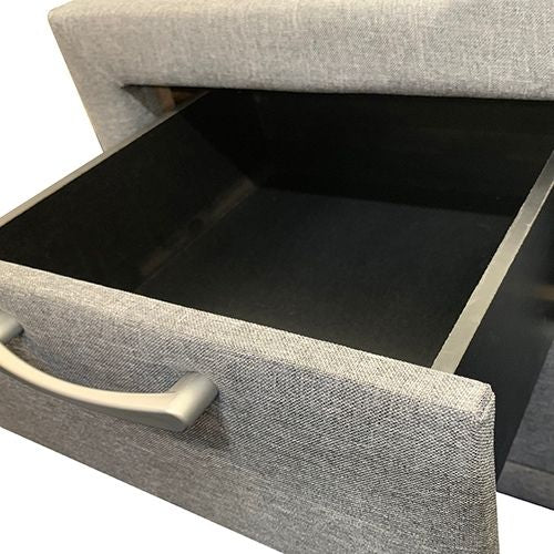 Bedside Table Nightstand Upholstery Fabric Storage With 2 Drawers - Light Grey