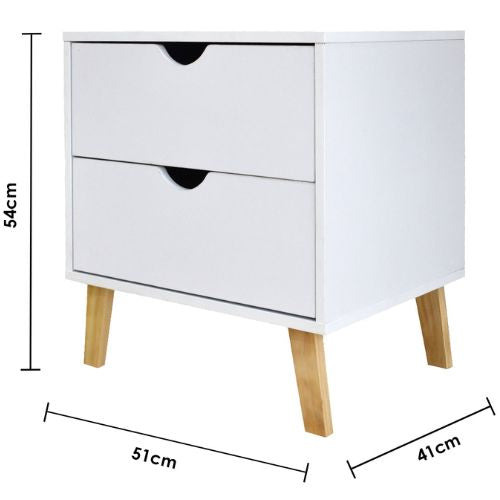 Bedside Table with 2 Drawers Side Tables Bedroom Nightstand Unit Cabinet Storage