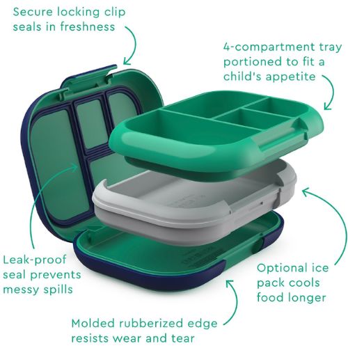 Bentgo Kids Chill Leak-Proof Bento Lunch Box w/ Removable Ice Pack - Green/Royal