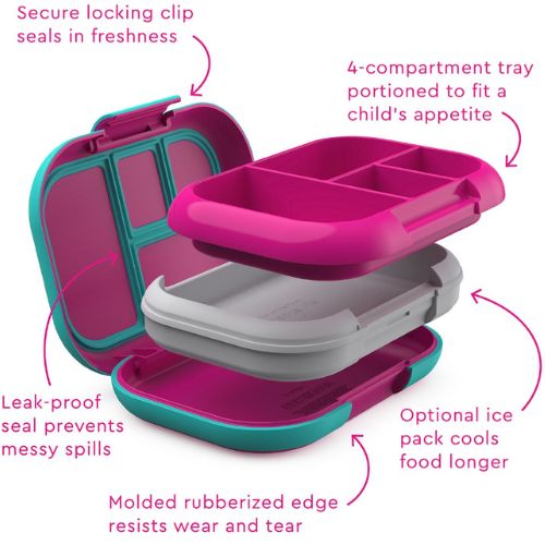 Bentgo Kids Chill Leak-Proof Bento Lunch Box w/ Removable Ice Pack, Fuchsia/Teal