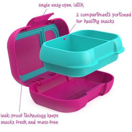 Bentgo Kids Leak-Proof Snack Container Bento Food Lunch Box - Fuchsia/Teal