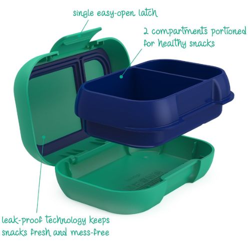 Bentgo Kids Leak-Proof Snack Container Bento Food Lunch Box - Green/Royal