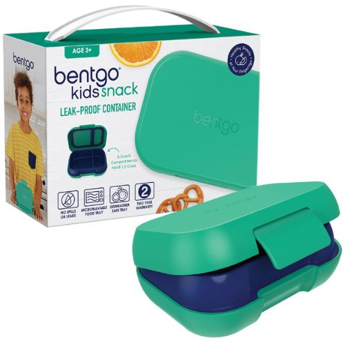 Bentgo Kids Leak-Proof Snack Container Bento Food Lunch Box - Green/Royal