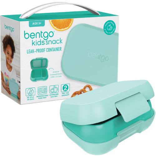 Bentgo Kids Leak-Proof Snack Container Bento Lunchbox 1.5 Cups Compartment, Aqua
