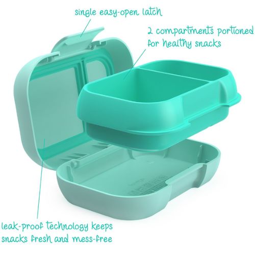 Bentgo Kids Leak-Proof Snack Container Bento Lunchbox 1.5 Cups Compartment, Aqua