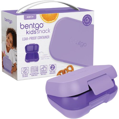 Bentgo Kids Leak-Proof Snack Container Bento Lunchbox with 2 Compartment, Purple