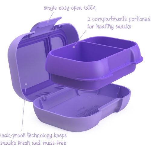 Bentgo Kids Leak-Proof Snack Container Bento Lunchbox with 2 Compartment, Purple
