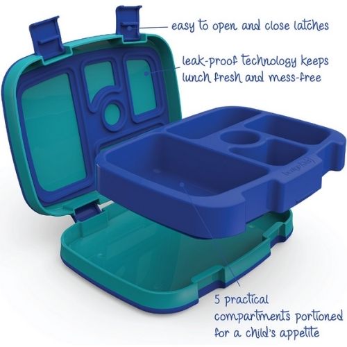 Bentgo Kids Lunch Box Bento Food Container Leak-Proof w/ 5 Compartments - Sharks