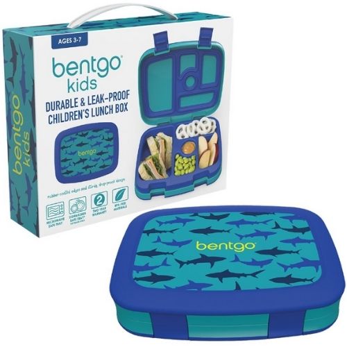 Bentgo Kids Lunch Box Bento Food Container Leak-Proof w/ 5 Compartments - Sharks