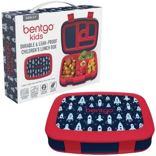 Bentgo Kids Lunch Box Bento Style Food Container Leak-Proof, Space Rockets Print