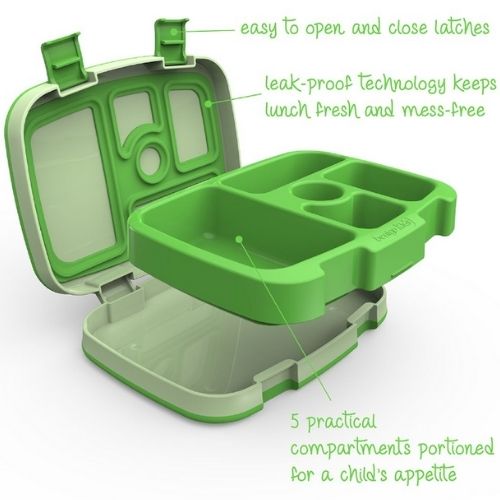 Bentgo Kids Lunch Box Bento w/ 5 Compartments Leak-Proof Food Container - Green