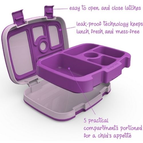 Bentgo Kids Lunch Box Bento w/ 5 Compartments Leak-Proof Food Container - Purple