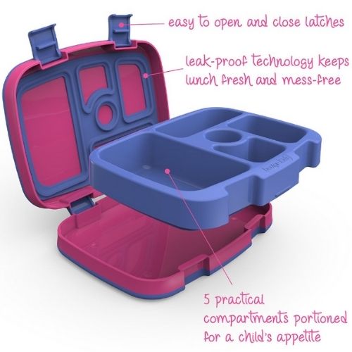 Bentgo Kids Lunch Box Bento w/ 5 Compartments Leak-Proof Food Container, Fuchsia