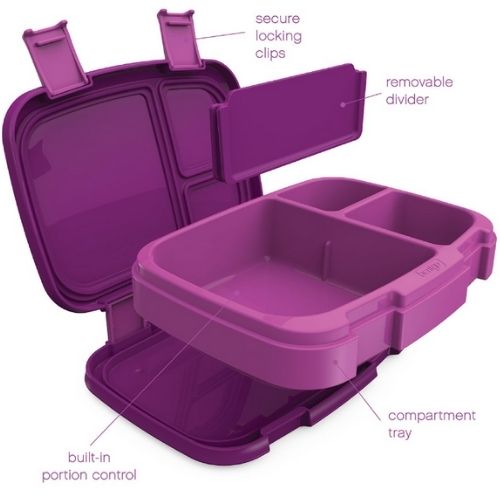 Bentgo Lunch Box Bento-Style Food Container w/ Compartments Leak-Proof - Purple