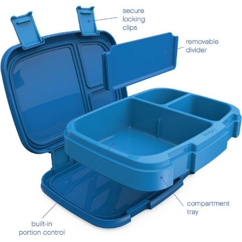 Bentgo Lunch Box Bento-Style Food Container with Compartments Leak-Proof - Blue