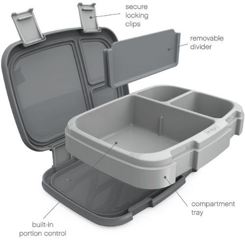 Bentgo Lunch Box Bento-Style Food Container with Compartments Leak-Proof - Grey