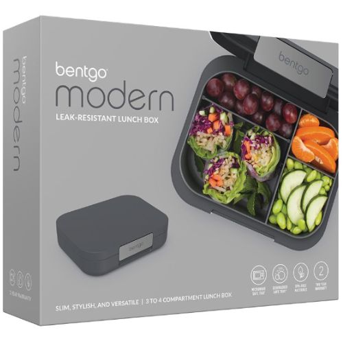 Bentgo Modern Lunch Box Bento Style Leak-Resistant Lunchbox Container, Dark Grey