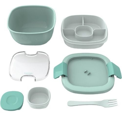 Bentgo Salad Container, All-In-One Stackable Containers Leak-Proof, Coastal Aqua