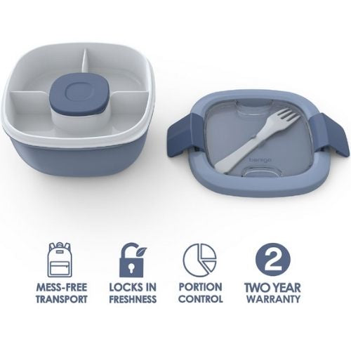 Bentgo Salad Container, All-In-One Stackable Lunch Containers Leak-Proof - Slate