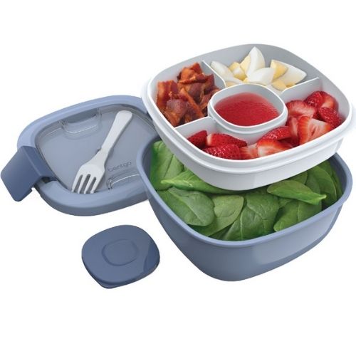 Bentgo Salad Container, All-In-One Stackable Lunch Containers Leak-Proof - Slate