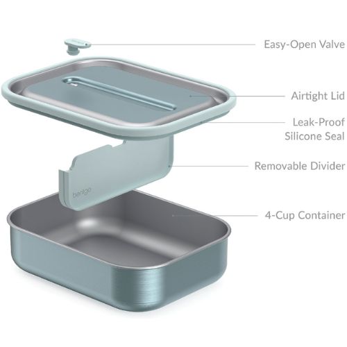 Bentgo Stainless Steel Leak-Proof Lunch Box Food Container Airtight Lid - Aqua