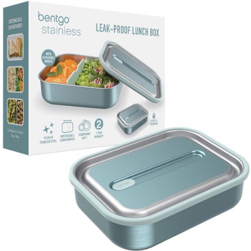 Bentgo Stainless Steel Leak-Proof Lunch Box Food Container Airtight Lid - Aqua