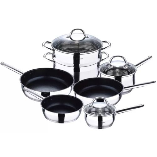 Bergner Gourmet Stainless Steel Pots And Pans 7 Piece Cookware Set - Silver