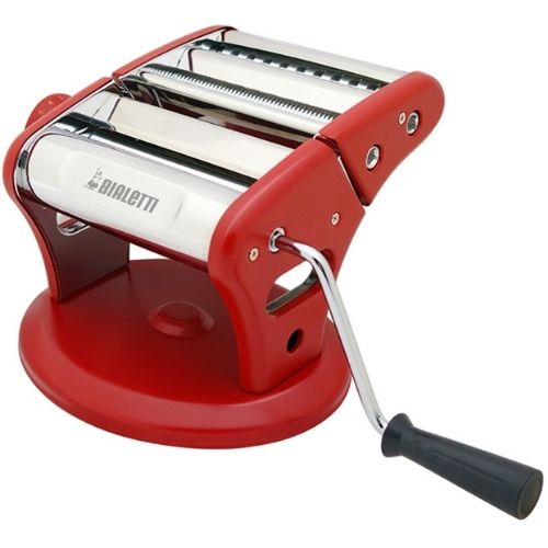 Bialetti Manual Pasta Machine Maker Noodle Spaghetti Cutter Stainless Steel Red