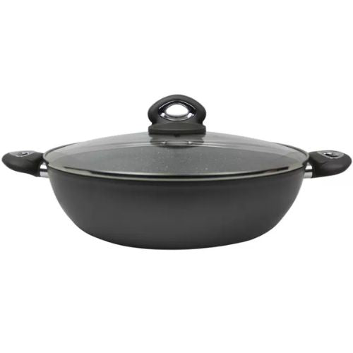 Bialetti Nonstick Chefs Pan 32cm with Glass Lid - Grey