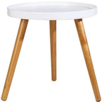 Biazah Round Bedside Table Bedroom Furniture Wooden Side Table Large & Small Set
