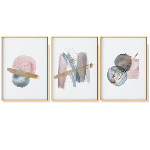 Blush Pink Watercolor Gold Frame Canvas Wall Art for Home Decor 2 Sets 50cmx70cm