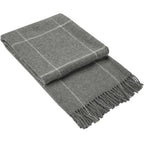 Brighton Throw Blanket 100% NZ Wool Soft Warm Cozy Bed Decoration - Grey Striped