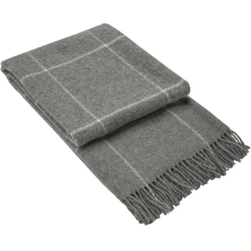 Brighton Throw Blanket 100% NZ Wool Soft Warm Cozy Bed Decoration - Grey Striped