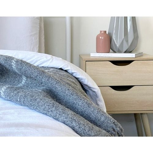 Brighton Throw Blanket 100% NZ Wool Soft Warm Cozy Bed Decoration - Grey Striped