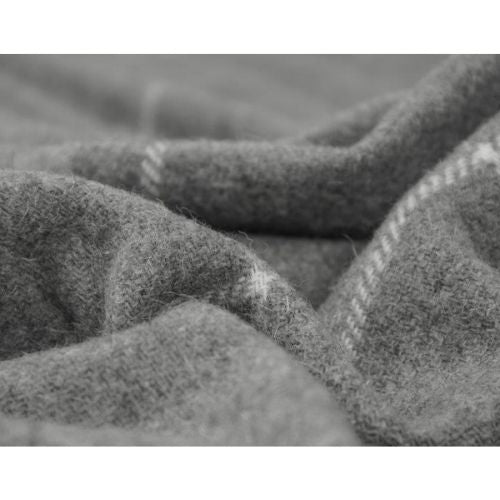 Brighton Throw Blanket 100% NZ Wool Soft Warm Cozy Bed Decoration - Grey Striped