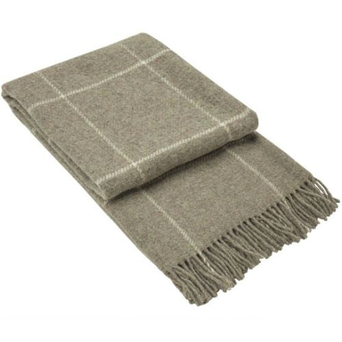 Brighton Throw Blanket 100% NZ Wool Soft Warm Cozy Bed Decoration, Beige Striped