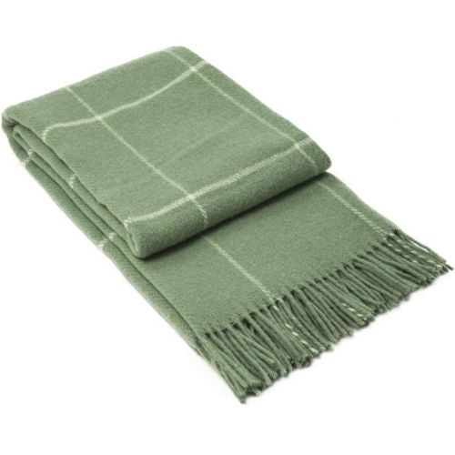 Brighton Throw Blanket 100% NZ Wool Soft Warm Cozy Light Weight - Sage Striped
