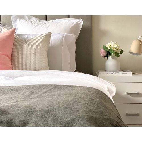 Brighton Throw Blanket 100% NZ Wool Soft Warm Cozy Light Weight Bed Decor - Grey