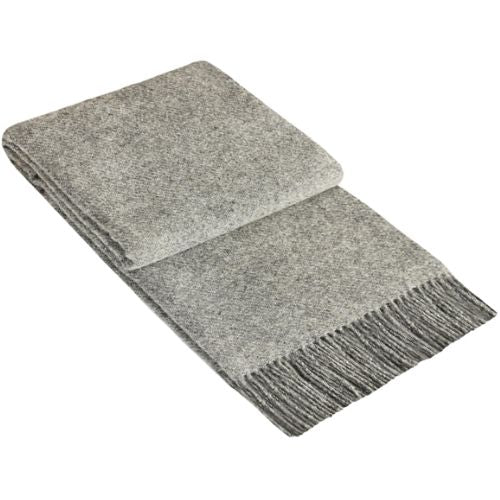 Brighton Throw Blanket 100% NZ Wool Soft Warm Cozy Light Weight Bed Decor - Grey