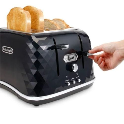 Brillante Exclusive 4 Slice Bread Toaster Removable Crumb Tray Delonghi - Black