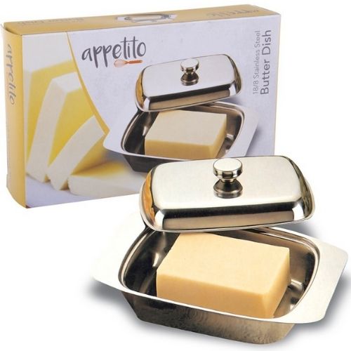 Butter Dish Stainless Steel With Cover Kitchen Storage Container Tray Holder